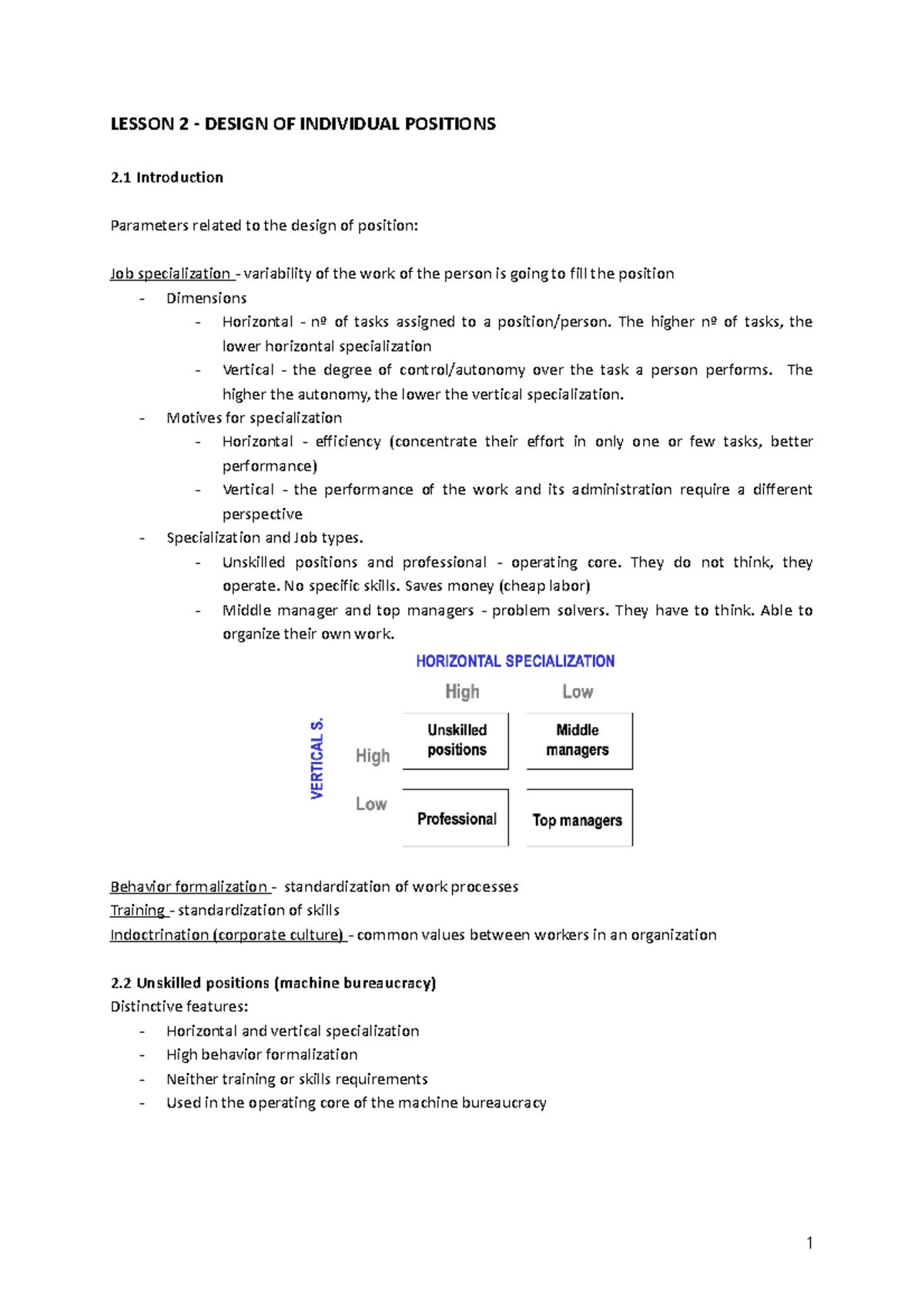 Lesson 2 - Design OF Individual Positions - LESSON 2 - DESIGN OF ...