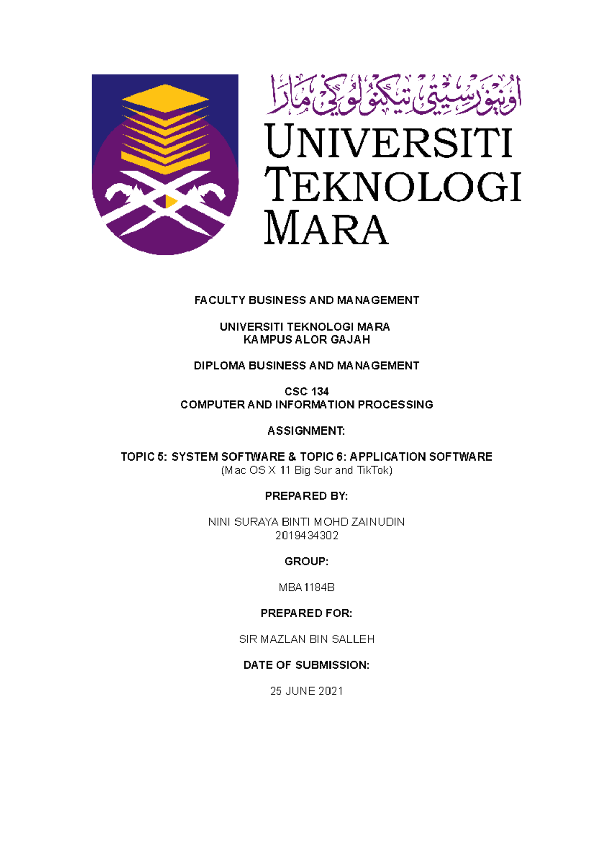 Report Csc134 Theory In Computer And Information Processing Faculty Business And Management Report Csc134 Theory In Computer And Information Processing Faculty Business And Management