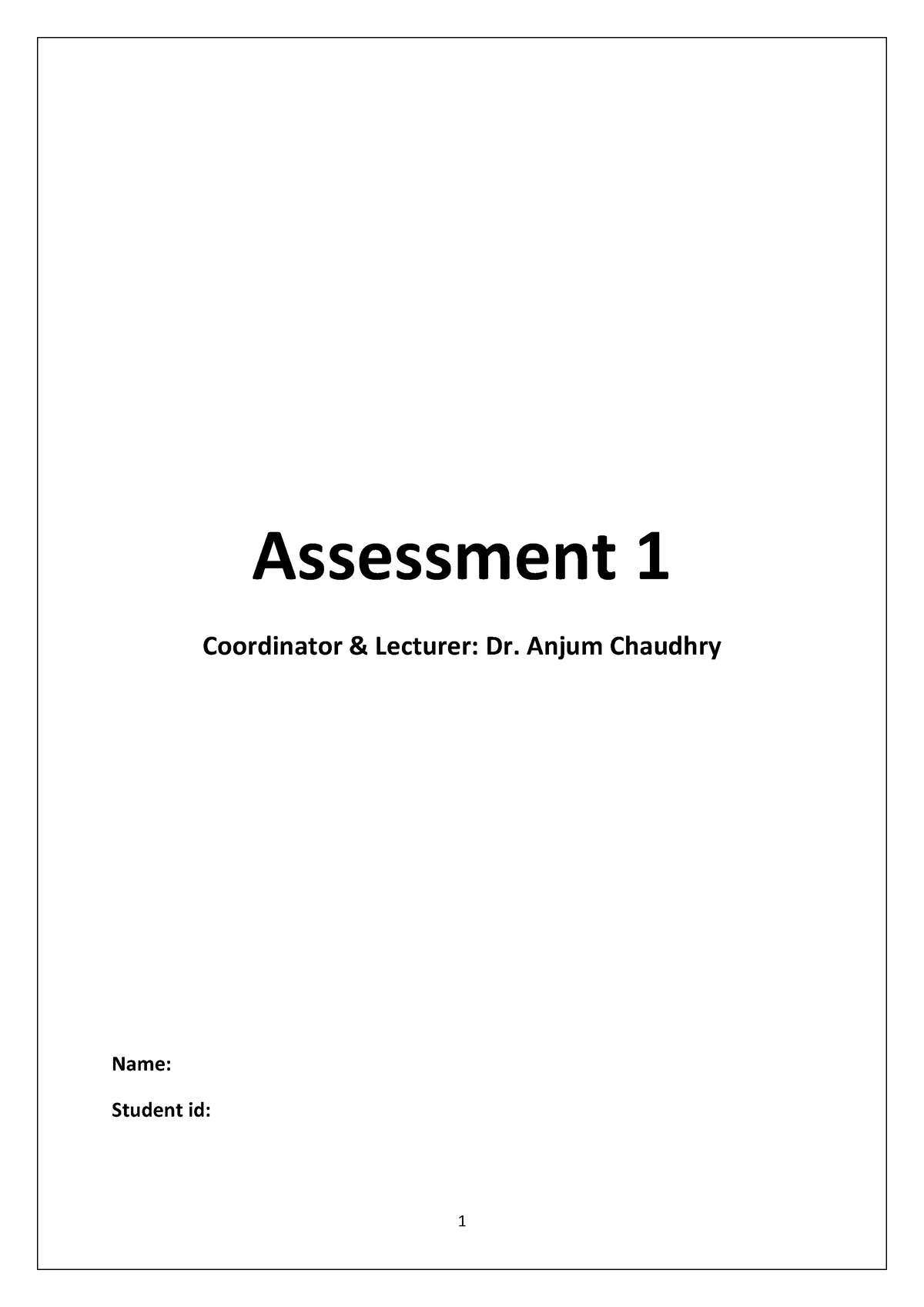 Assesment - distinction assignment - Assessment 1 Coordinator ...