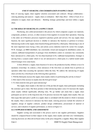 SCM Notes - Unit 2 - unit 2 - UNIT: 2 SUPPLY CHAIN NETWORK SUPPLY CHAIN ...