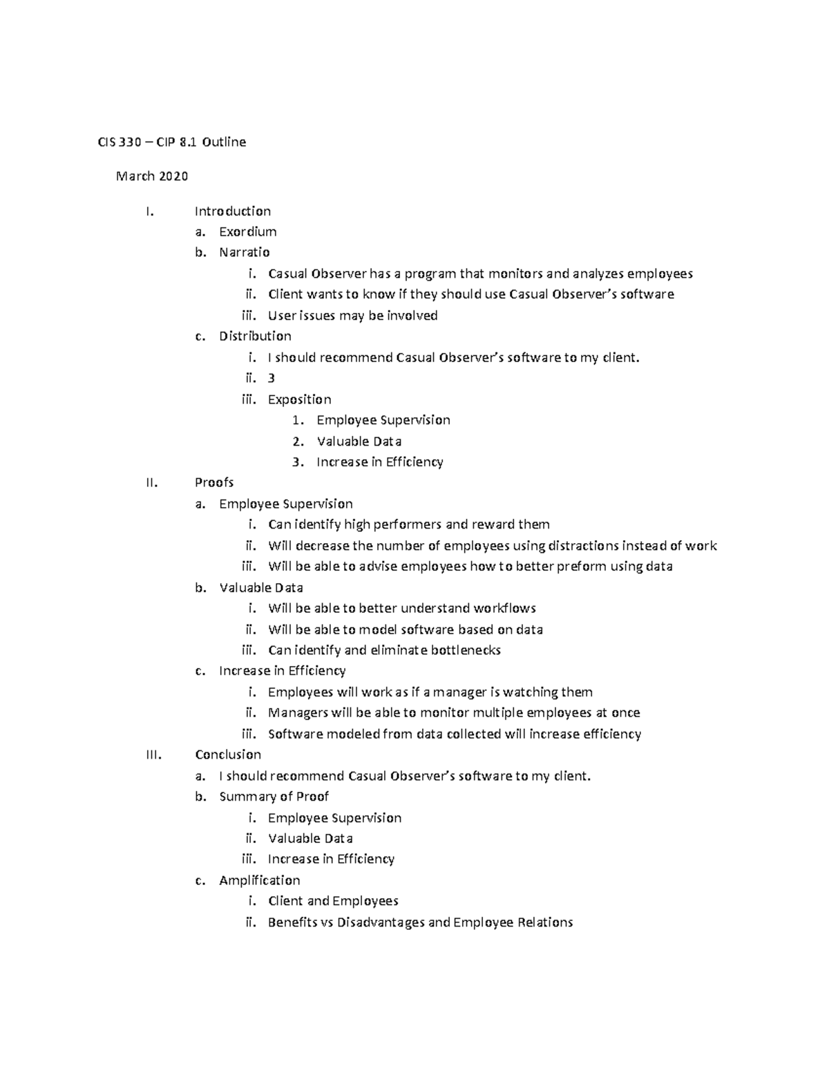 Case in Point 8.1 Extension - Ethan Boudreaux CIS 330 – CIP 8 Outline ...