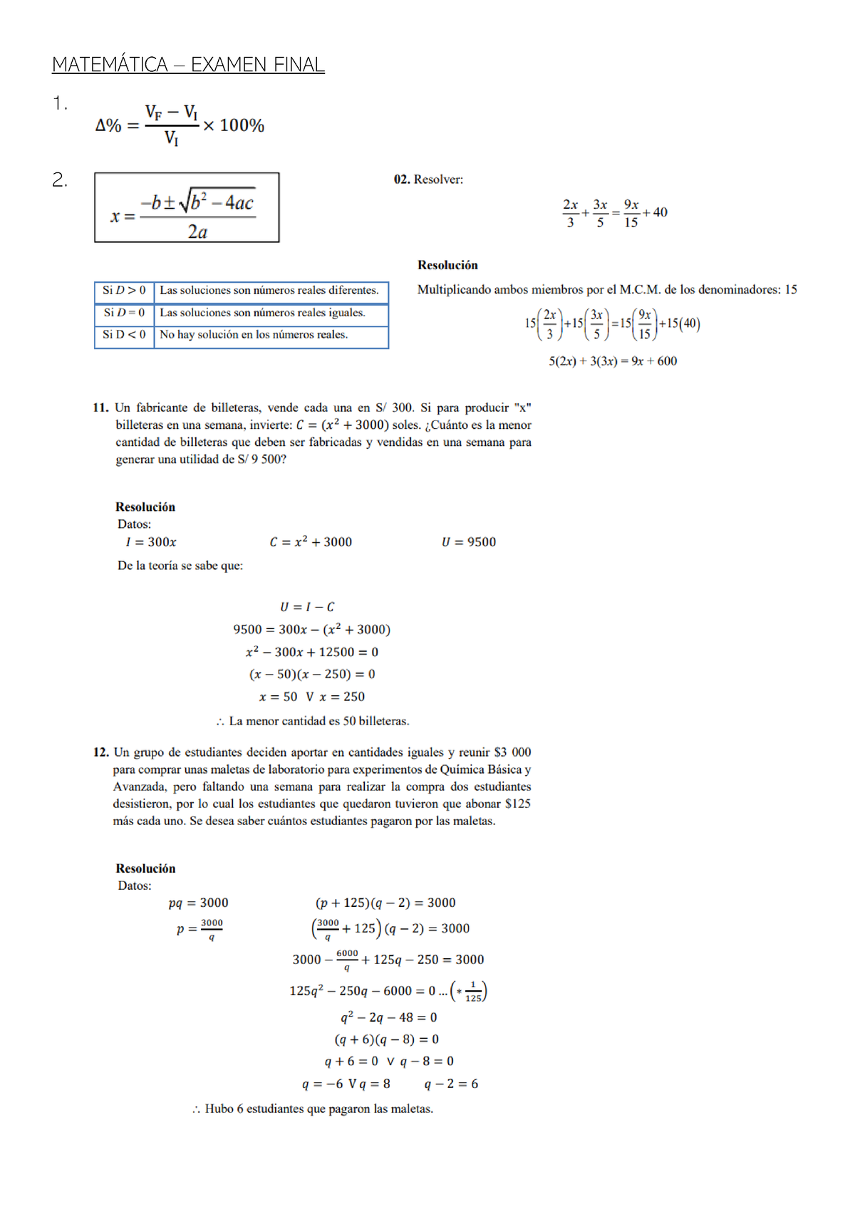 MatemáTICA - Examen Final - Matemática General - MATEMÁTICA – EXAMEN ...