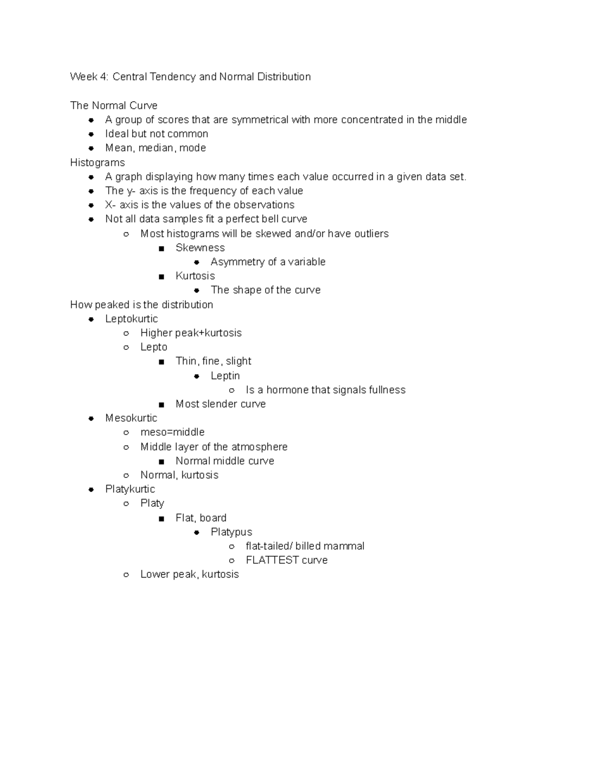Week Four - Notes from the fourth week of lecture - Week 4: Central ...