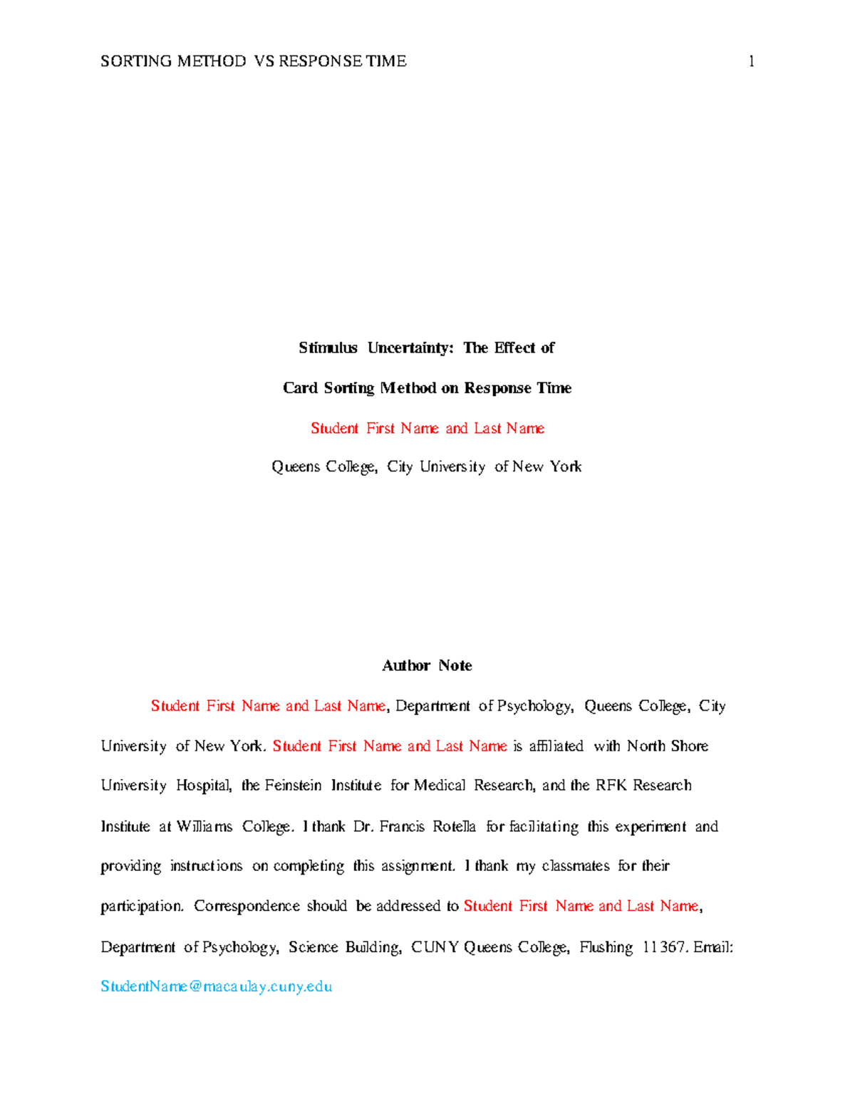 A SCORE FULL ENTIRE COMPLETE Paper - Stimulus Uncertainty: The Effect ...