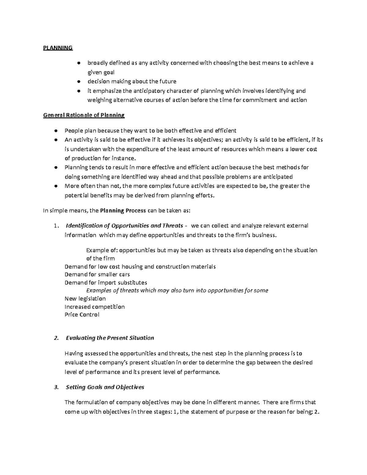 Planning - lecture notes for organization subjectlecture notes for ...