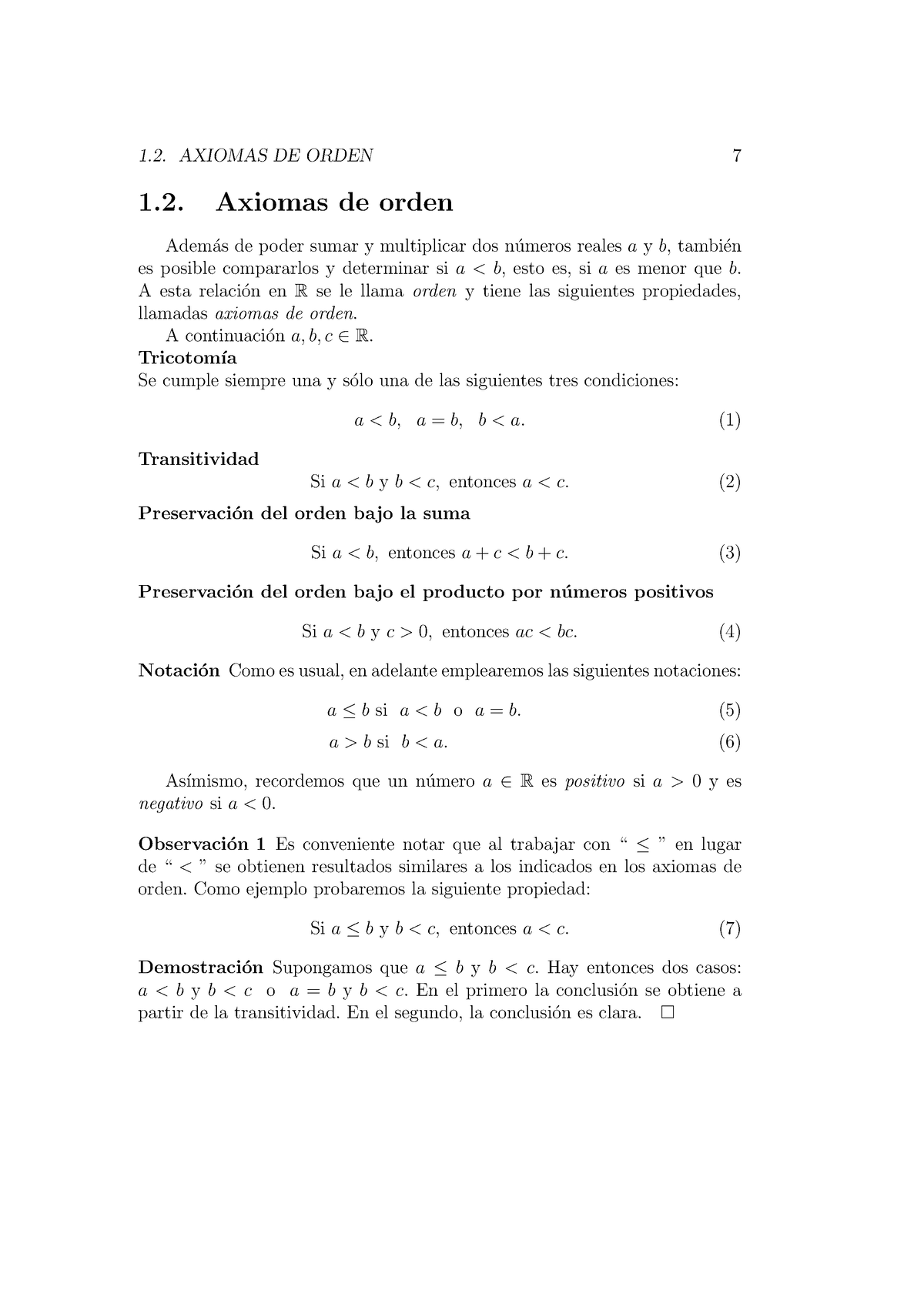 Clase 3-An1-20 - Tareas - 1. AXIOMAS DE ORDEN 7 1. Axiomas De Orden ...