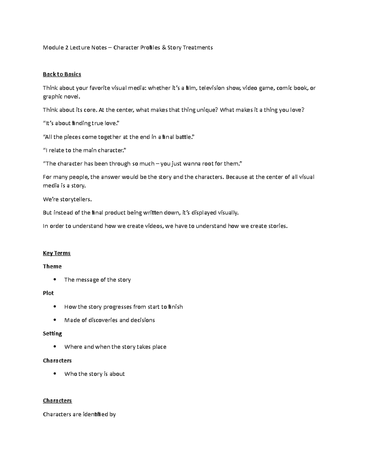 Module 2 Lecture Notes - Module 2 Lecture Notes – Character Profiles ...