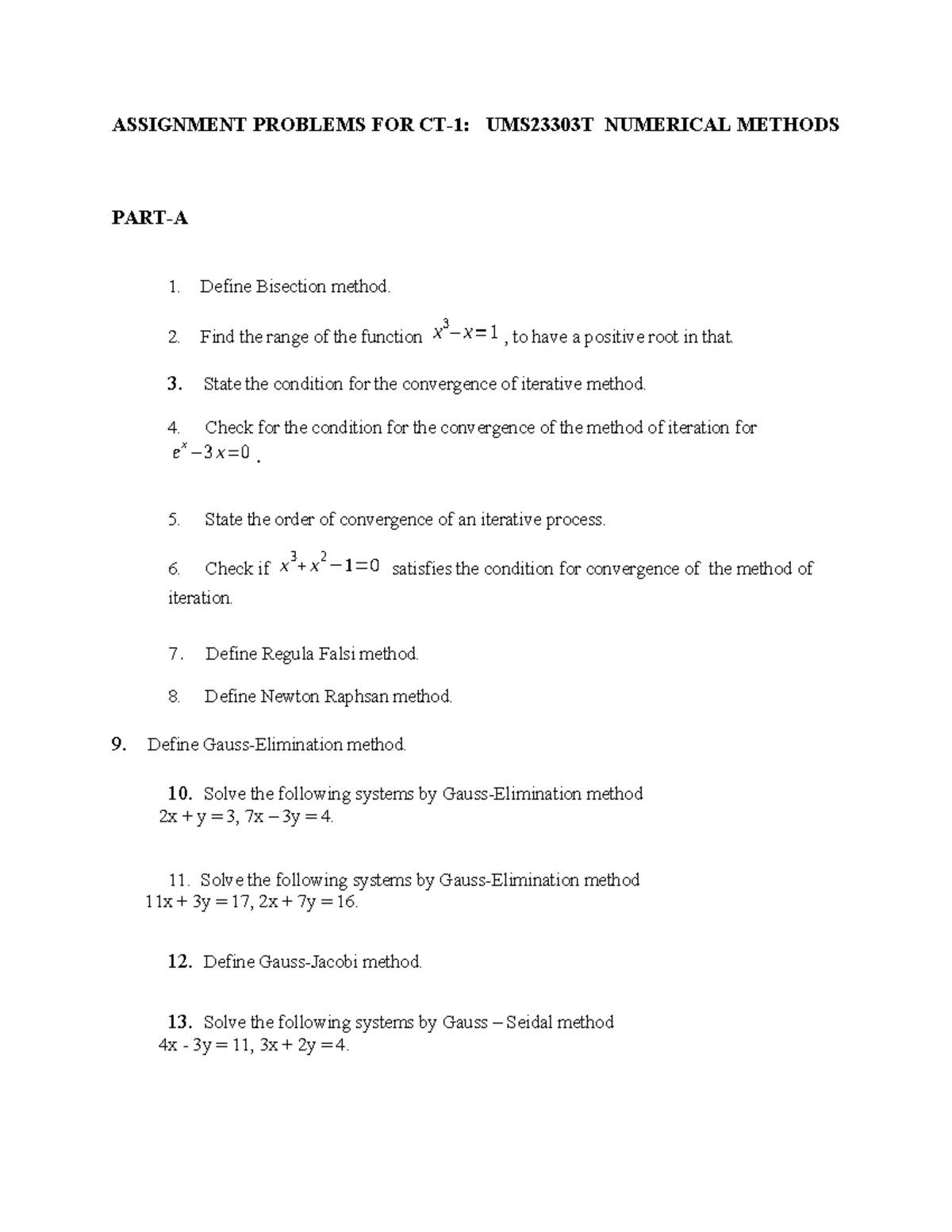 Important Assignment Questions - UMS23303 T Numerical Methods ...