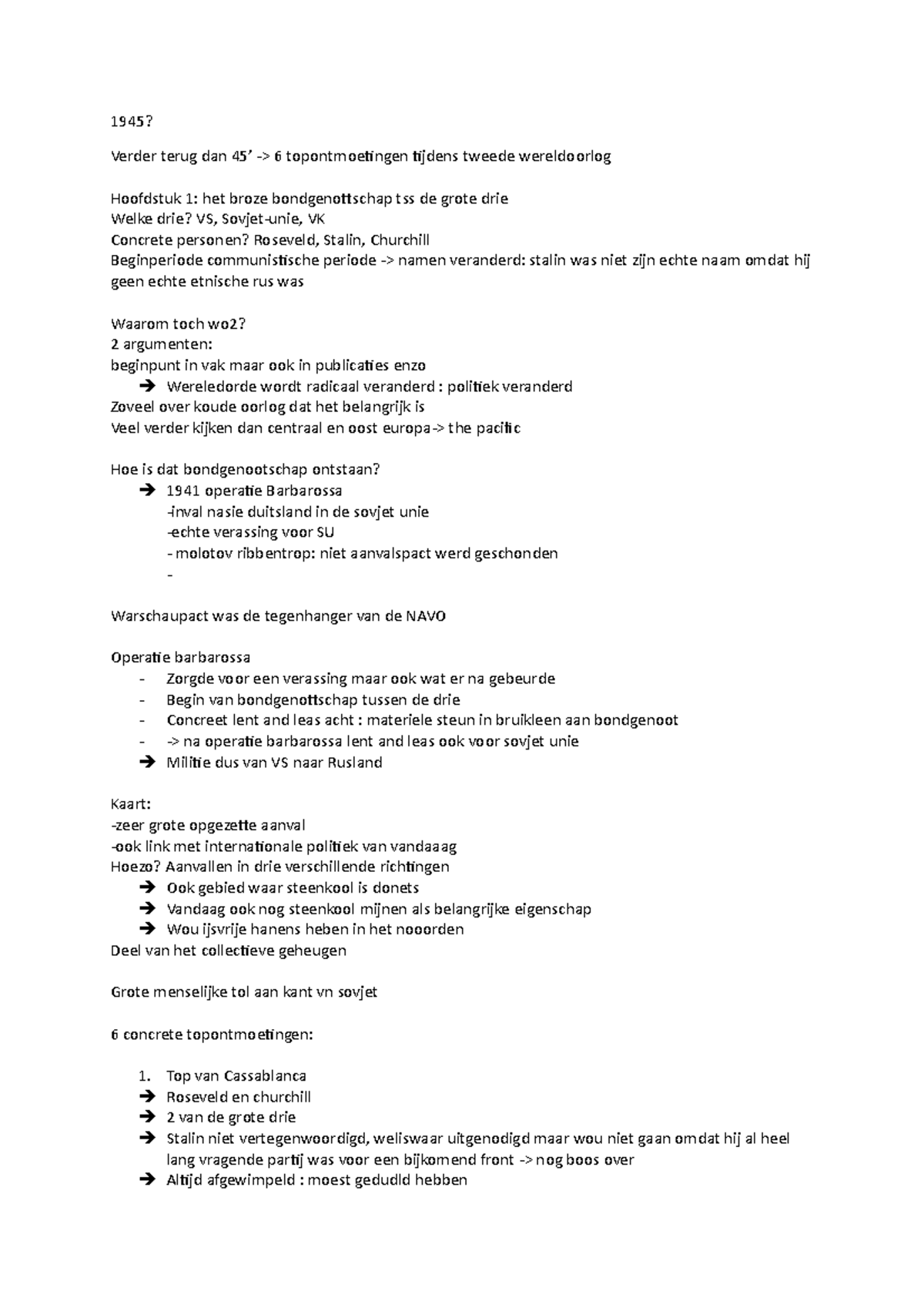 Les internationale relaties - 1945? Verder terug dan 45’ -> 6 ...