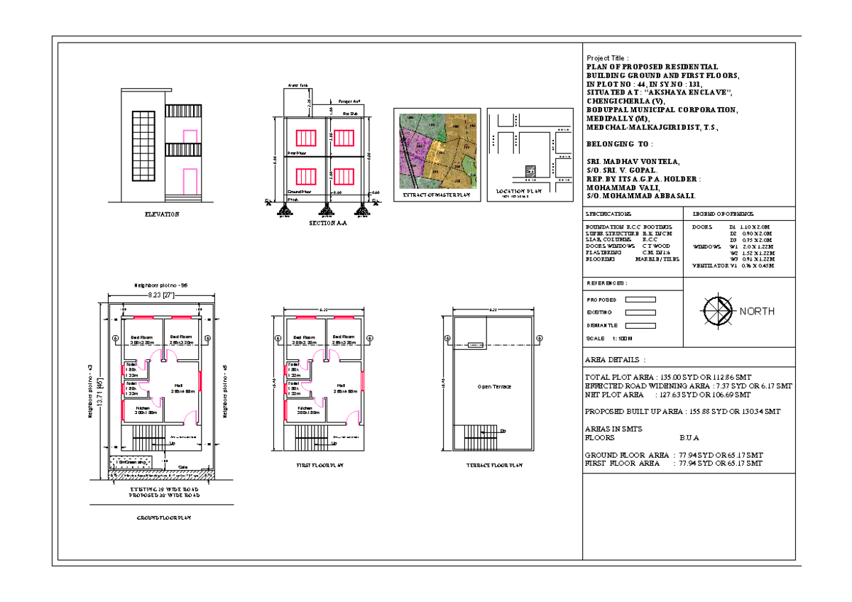 Drawing PLAN PDF Akshya - SECTION A-A pcc bed pcc bed ELEVATION GROUND ...