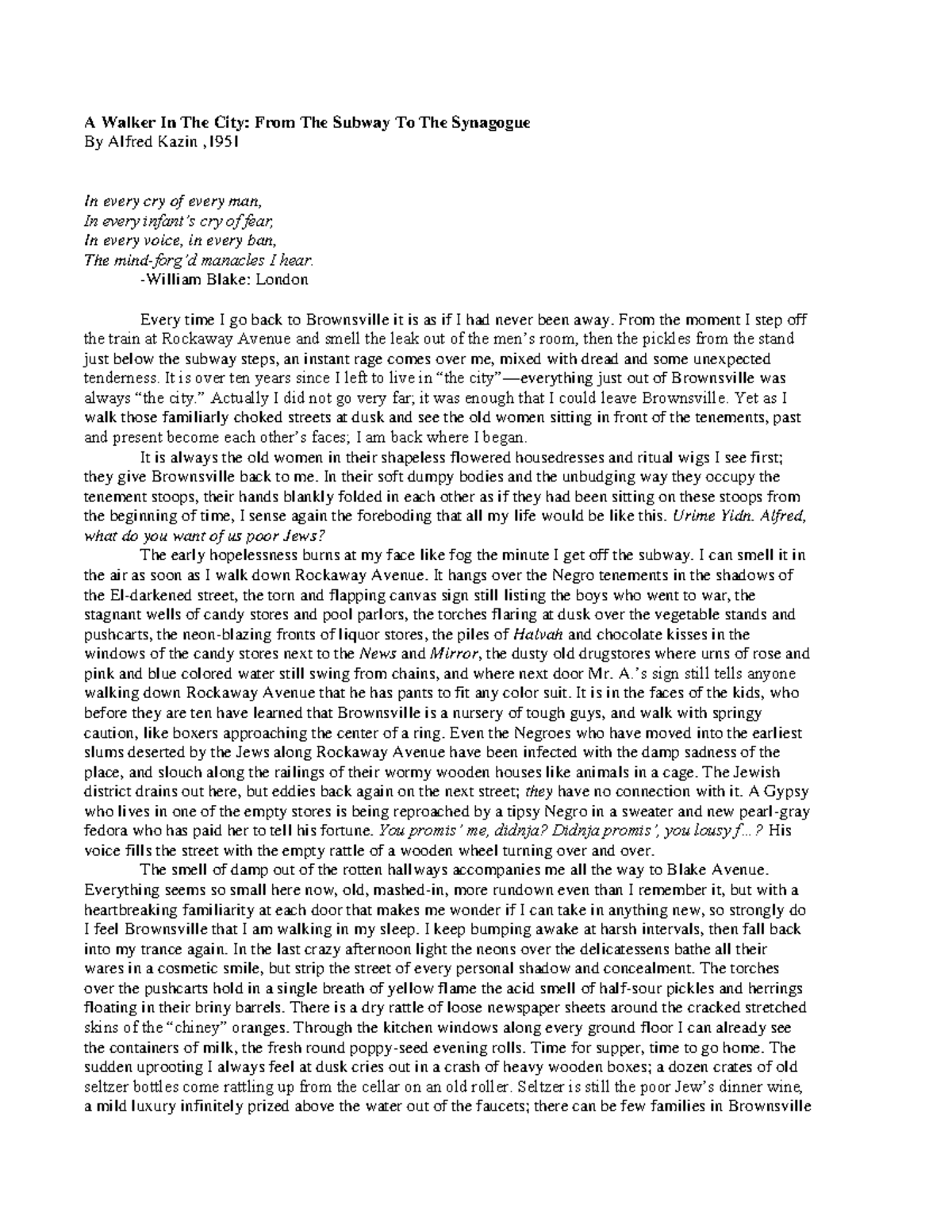 A Walker In The City Lecture notes 1 A Walker In The City From The