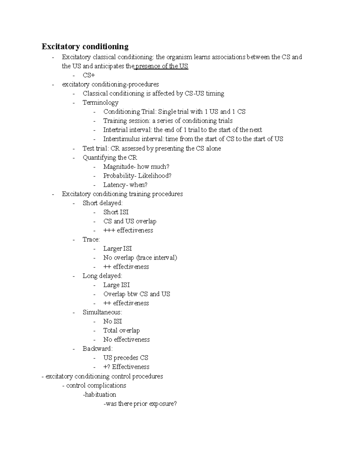 excitatory conditioning - Excitatory conditioning Excitatory classical ...