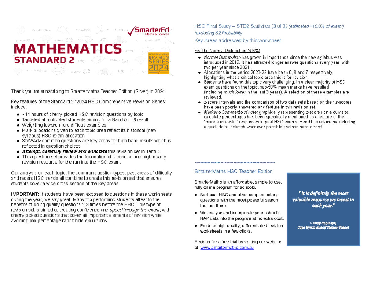 2024 STD2 Statistics 3 Revision - Thank you for subscribing to ...