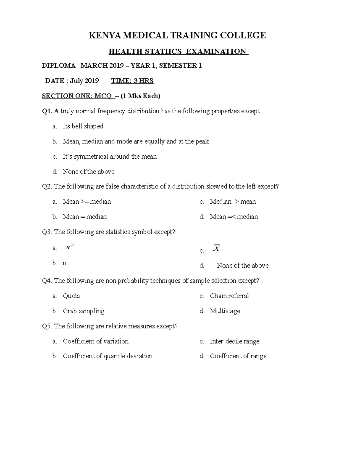 Health statistics - KENYA MEDICAL TRAINING COLLEGE HEALTH STATIICS ...
