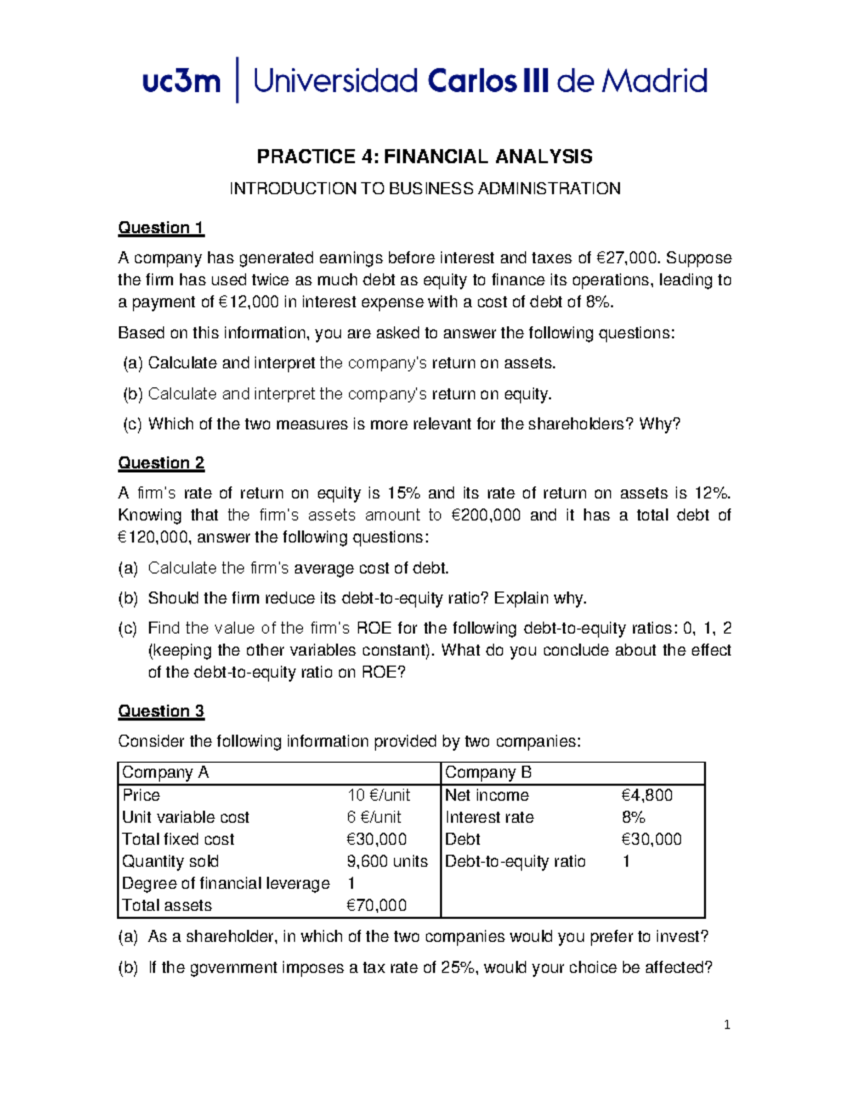 Practice 4. Accounting - 1 PRACTICE 4: FINANCIAL ANALYSIS INTRODUCTION ...