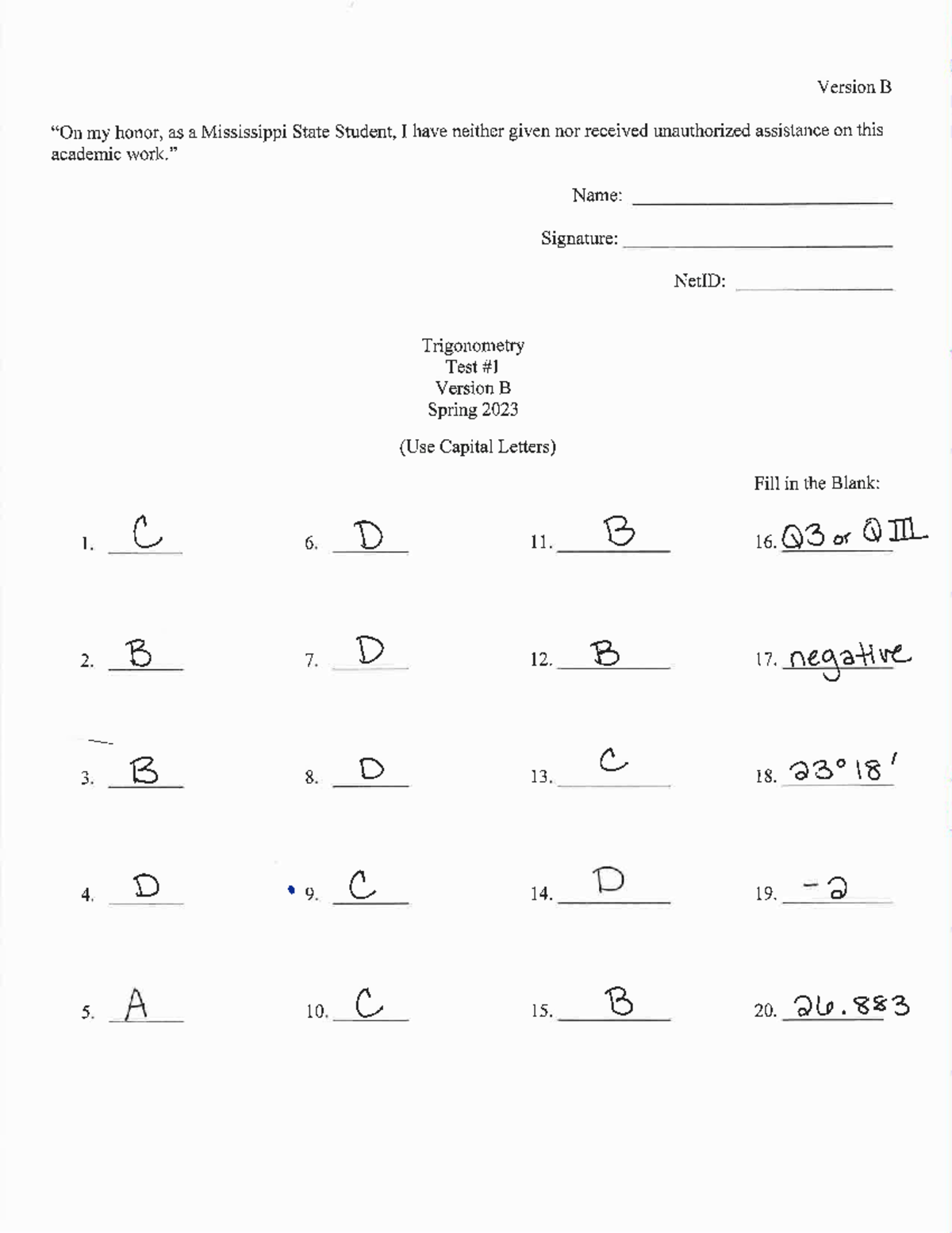 Trig Test 1b Spring 2023 Worked Ma 1323 Studocu