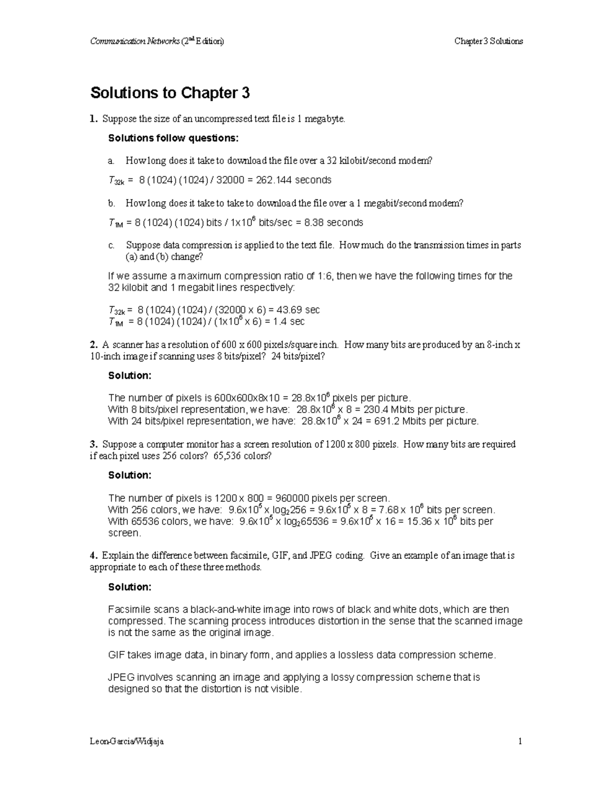 LGW2ECh3Solutions - Solutions to Chapter 3 problems - Communication ...