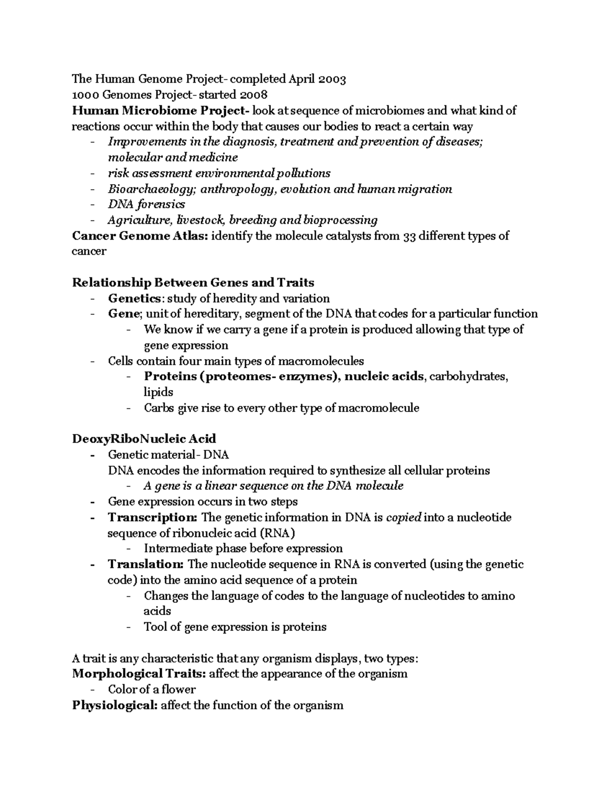 Genetics Chapter 1. 1 20 21 - The Human Genome Project- completed April ...