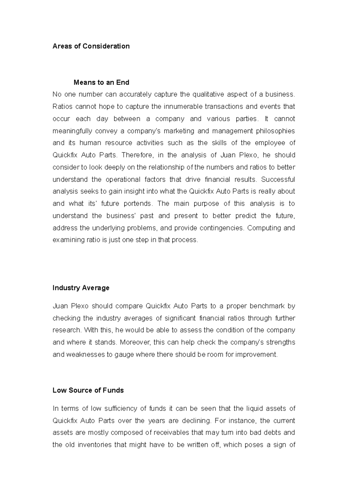 areas of consideration in case study examples