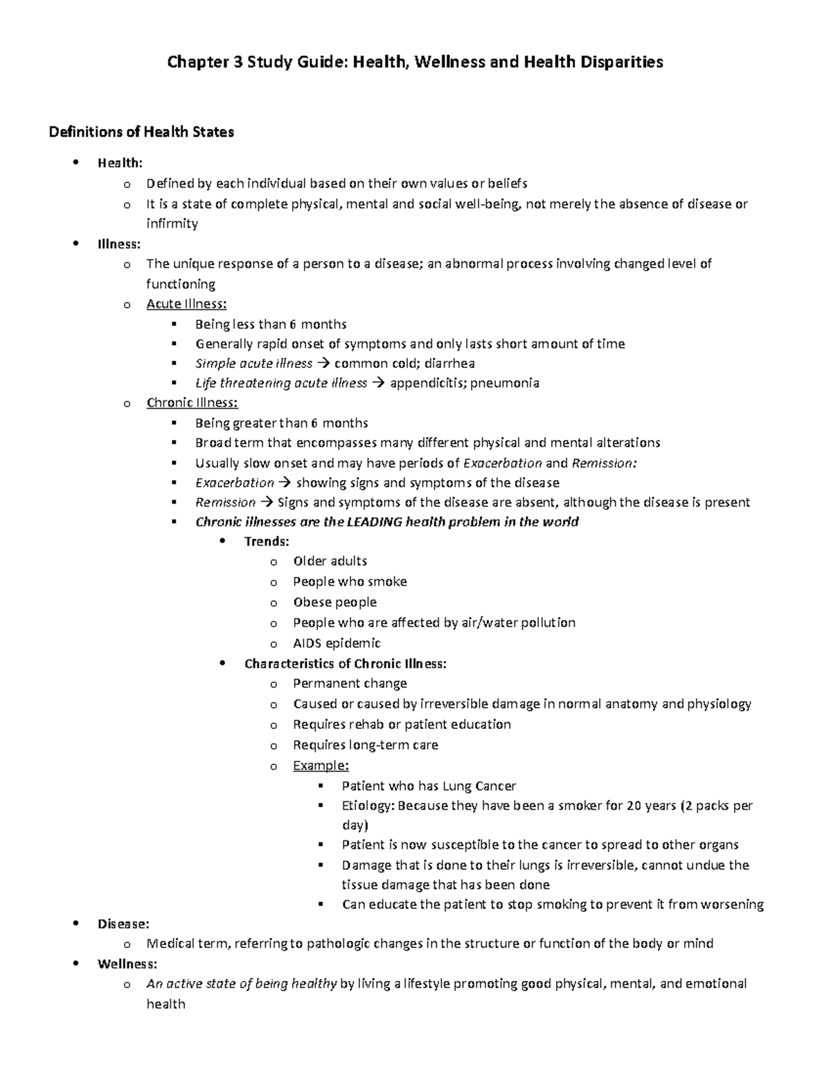 Chapter 3 Study Guide - Lecture Notes - Chapter 3 Study Guide: Health ...