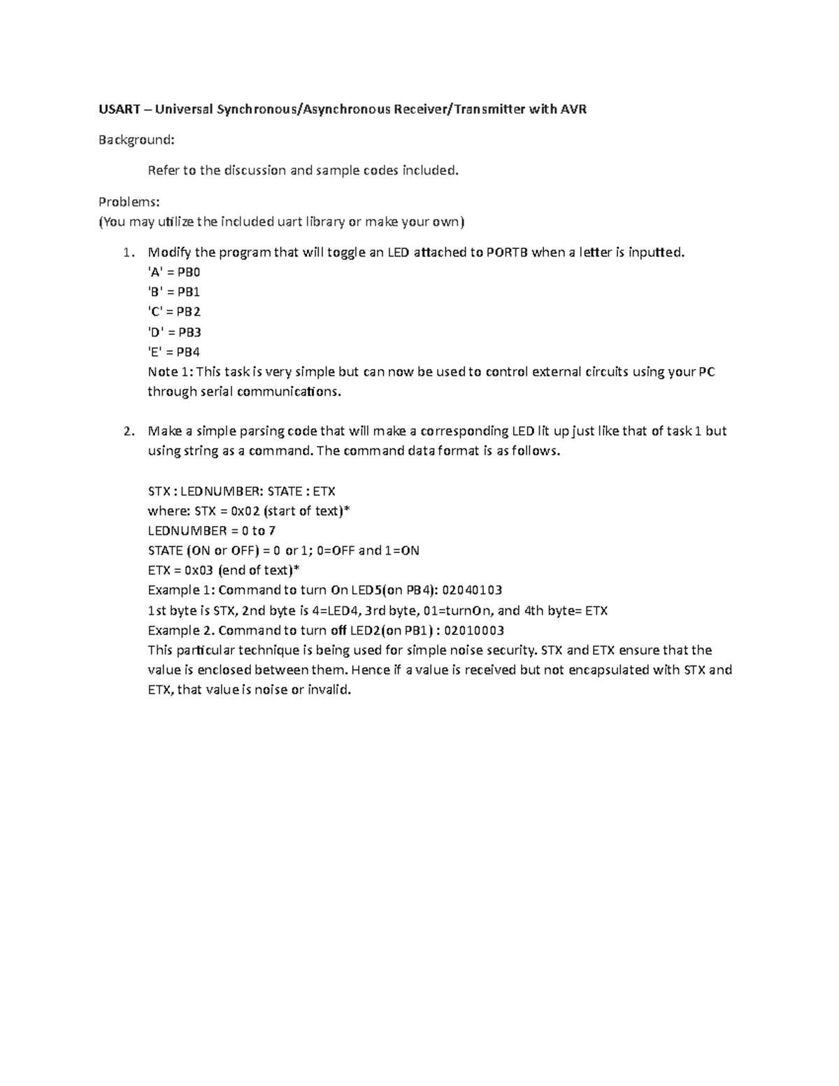 Activity 5 - Usartv 2 - Usart with MicroController - USART – Universal ...