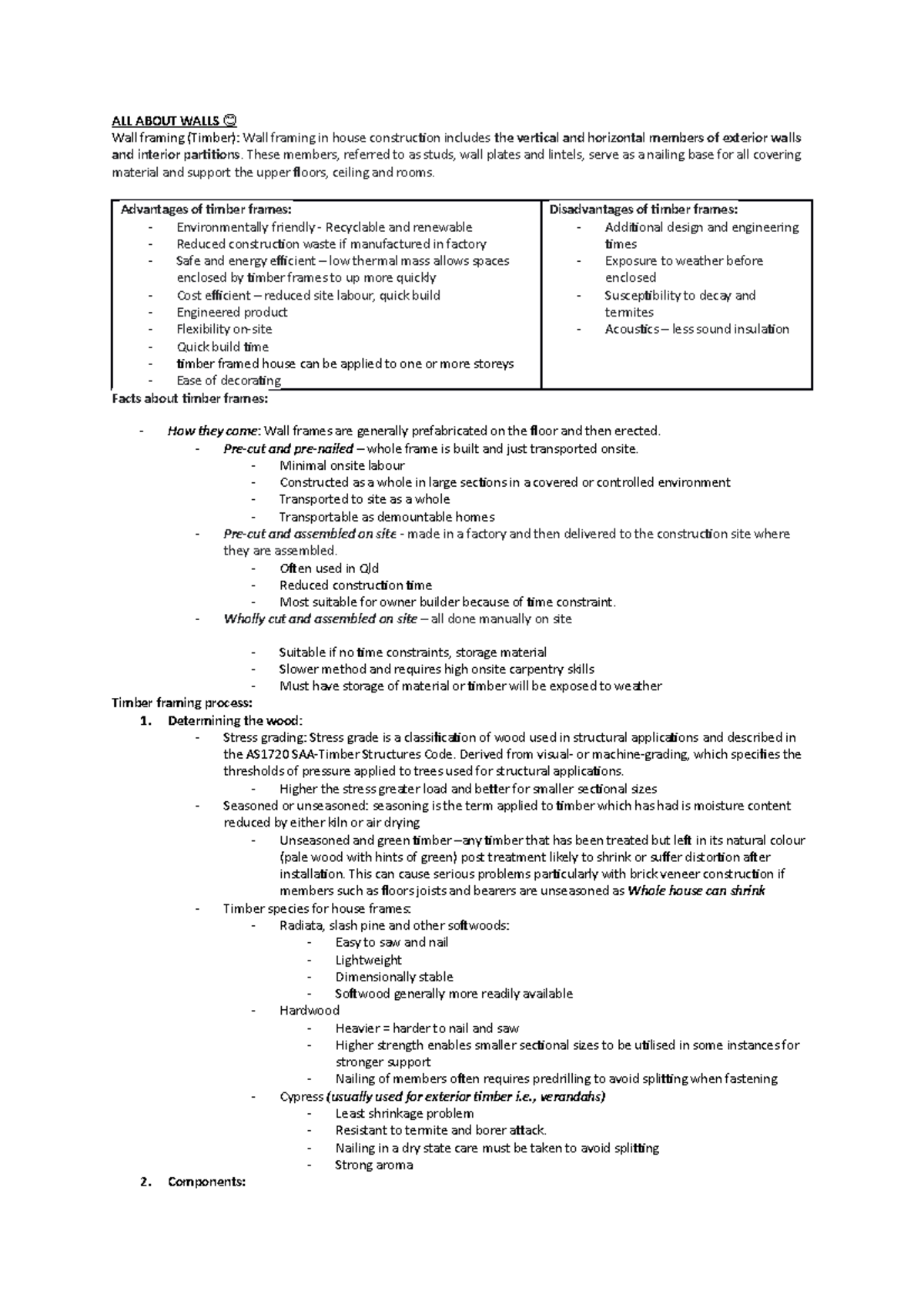 ALL About Walls 12 ALL ABOUT WALLS 🐀 Wall framing (Timber) Wall