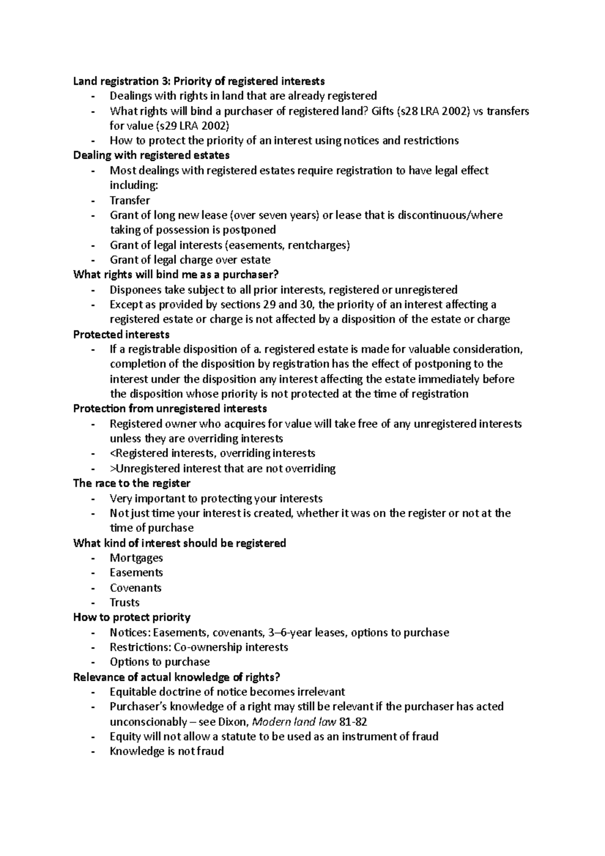 Land registration 3 registered estate is made for valuable