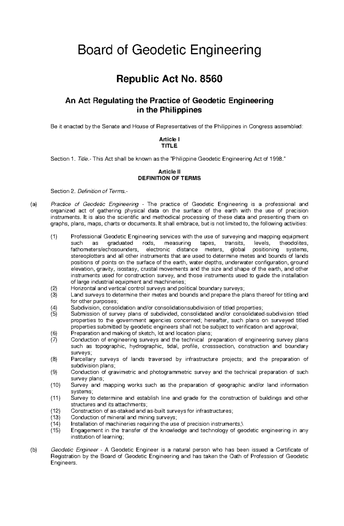 Geodetic Engineering - Board Law 0 - Board of Geodetic Engineering ...