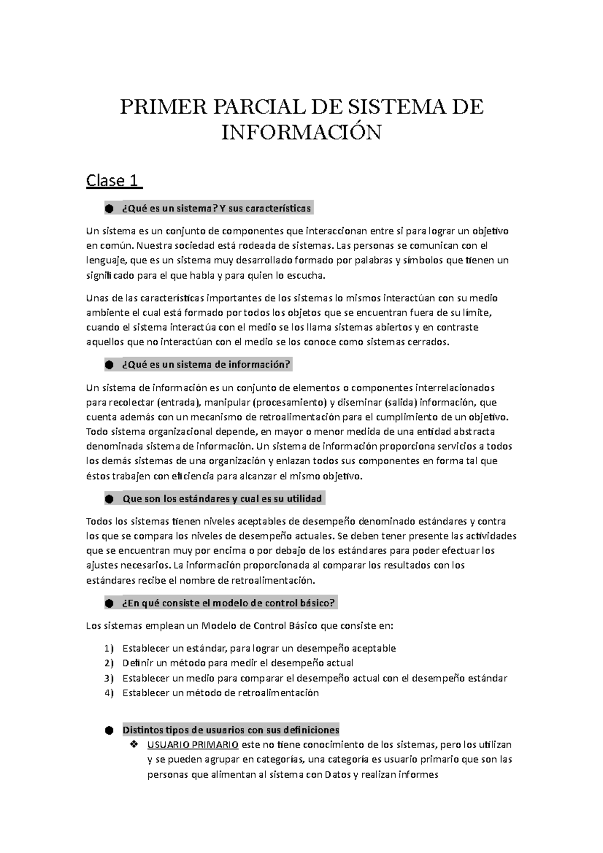 Primer Parcial De Sistema De Informacion - PRIMER PARCIAL DE SISTEMA DE ...