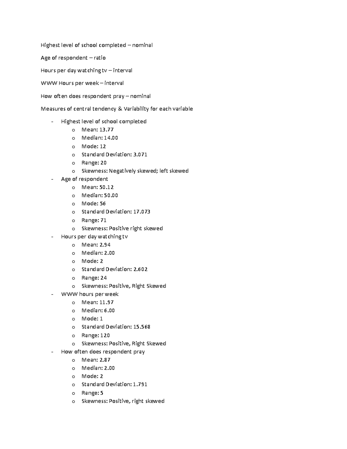 Lab 2 numbers to look at - Highest level of school completed – nominal ...