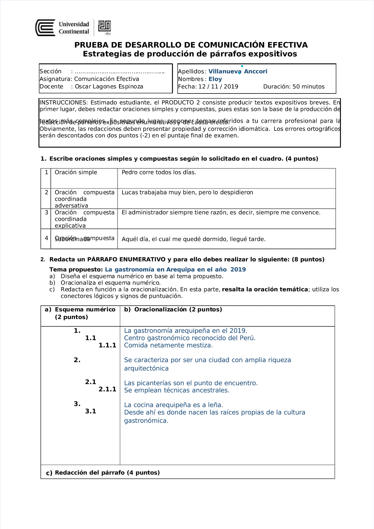 Tarea comunicacion efectiva - PRUEBA DE DESARROLLO DE COMUNICACIÓN ...