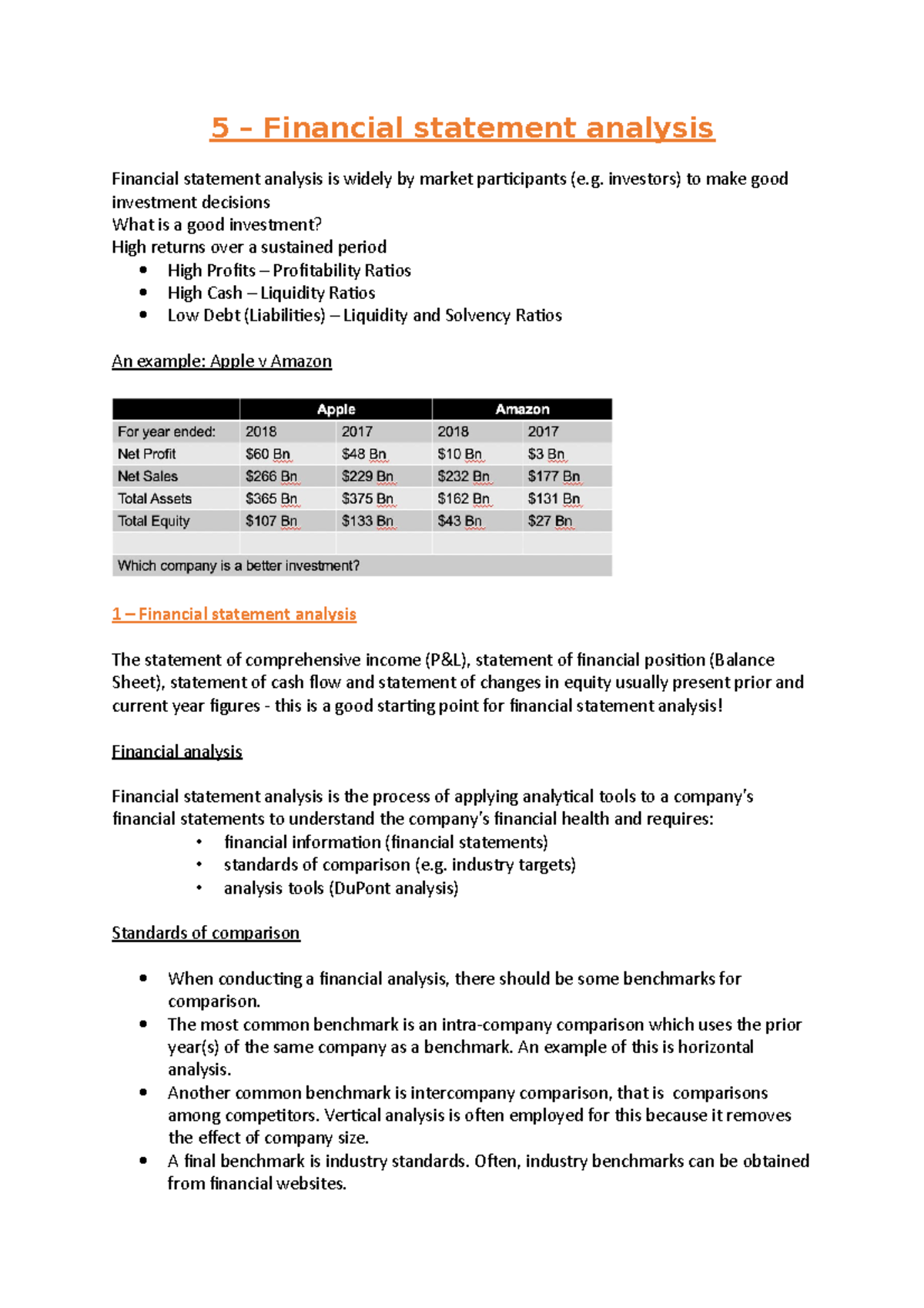5 Financial Statement Analysis 5 Financial statement analysis