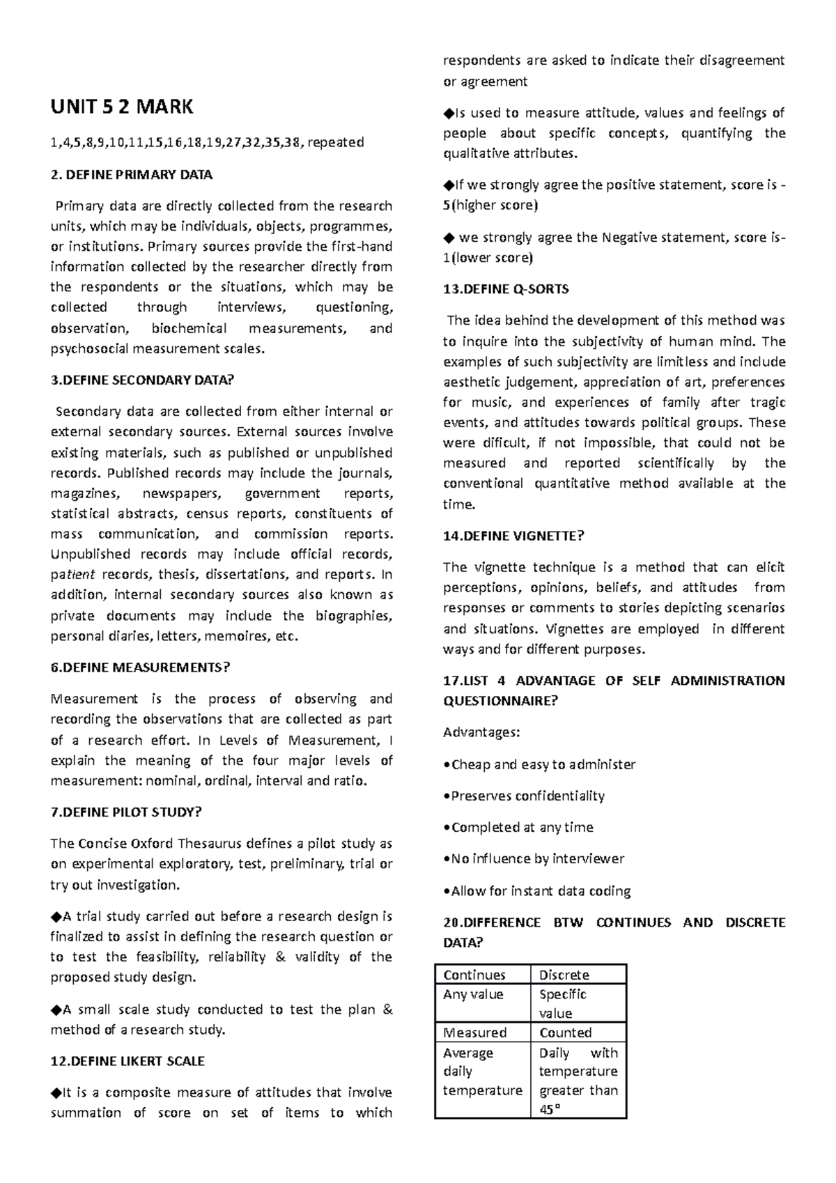 research-chap-5-2-mark-unit-5-2-mark-1-4-5-8-9-10-11-15-16-18-19-27