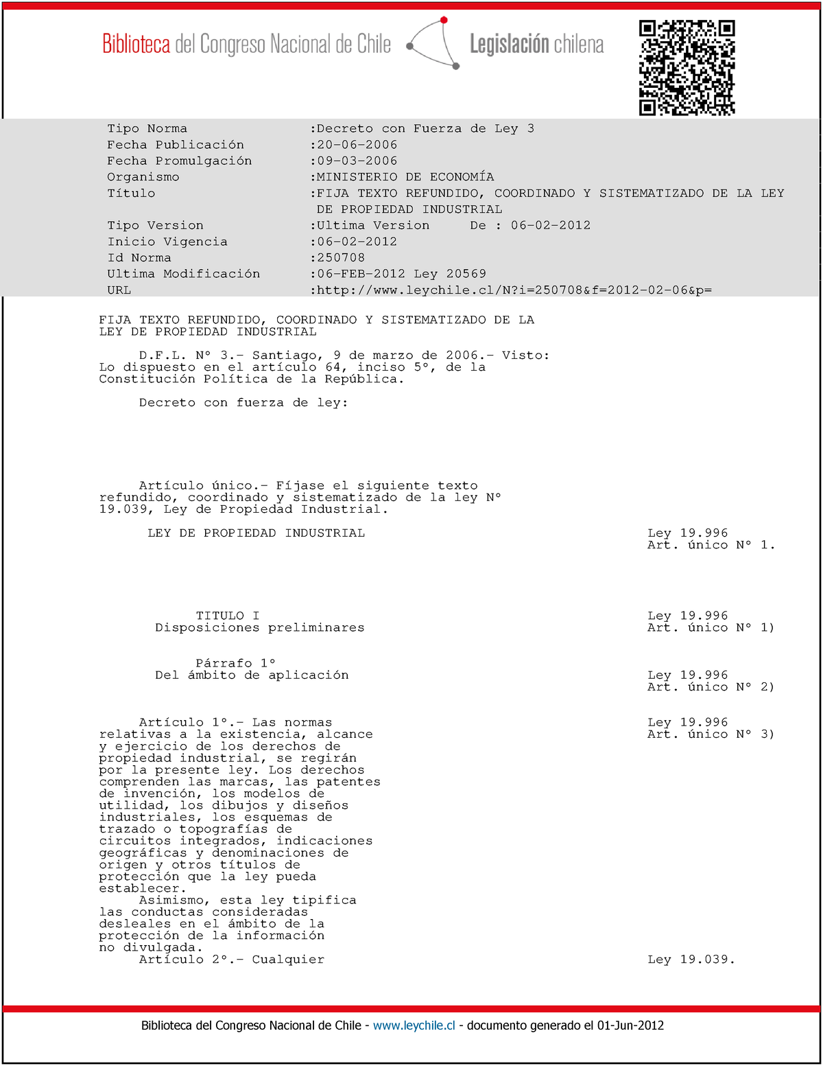 Ley N 19.039 Tramitaci N De Prop. Int. - Tipo Norma :Decreto Con Fuerza ...