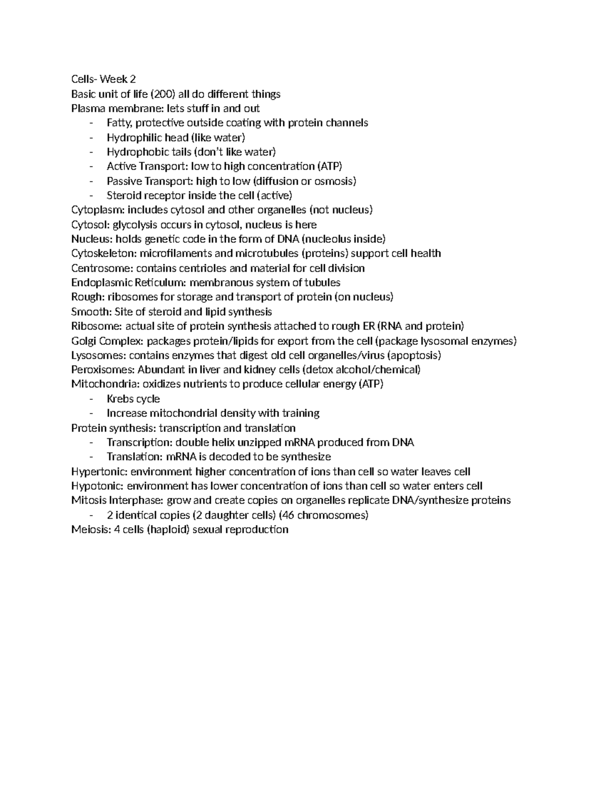 Cells - Unit 2 - Cells- Week 2 Basic unit of life (200) all do ...
