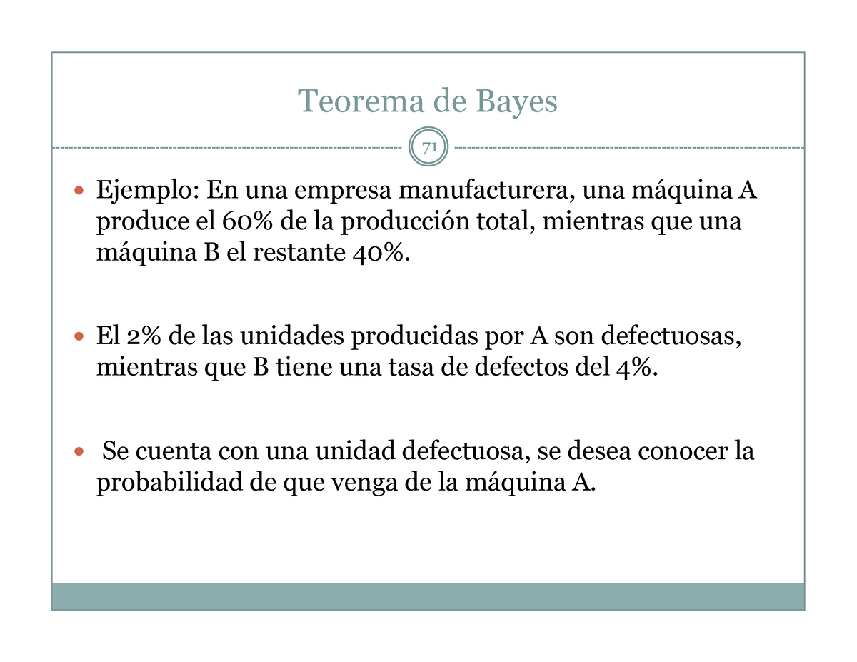 Clase 6 Cap Tulo 1 Clase 5 - Teorema De Bayes 71 Ejemplo: En Una ...