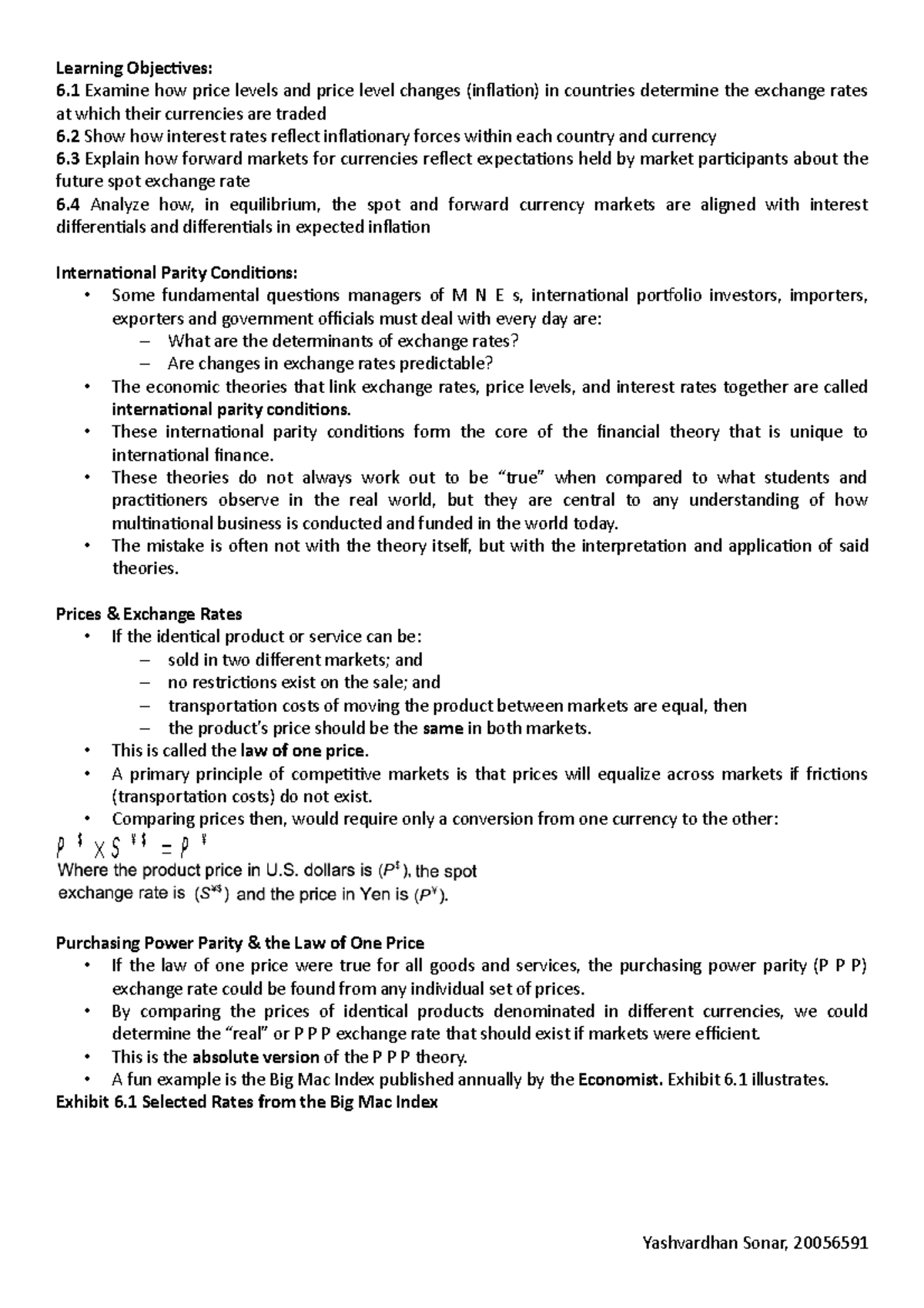 Module 3 - International Parity Conditions - Learning Objectives: 6 ...