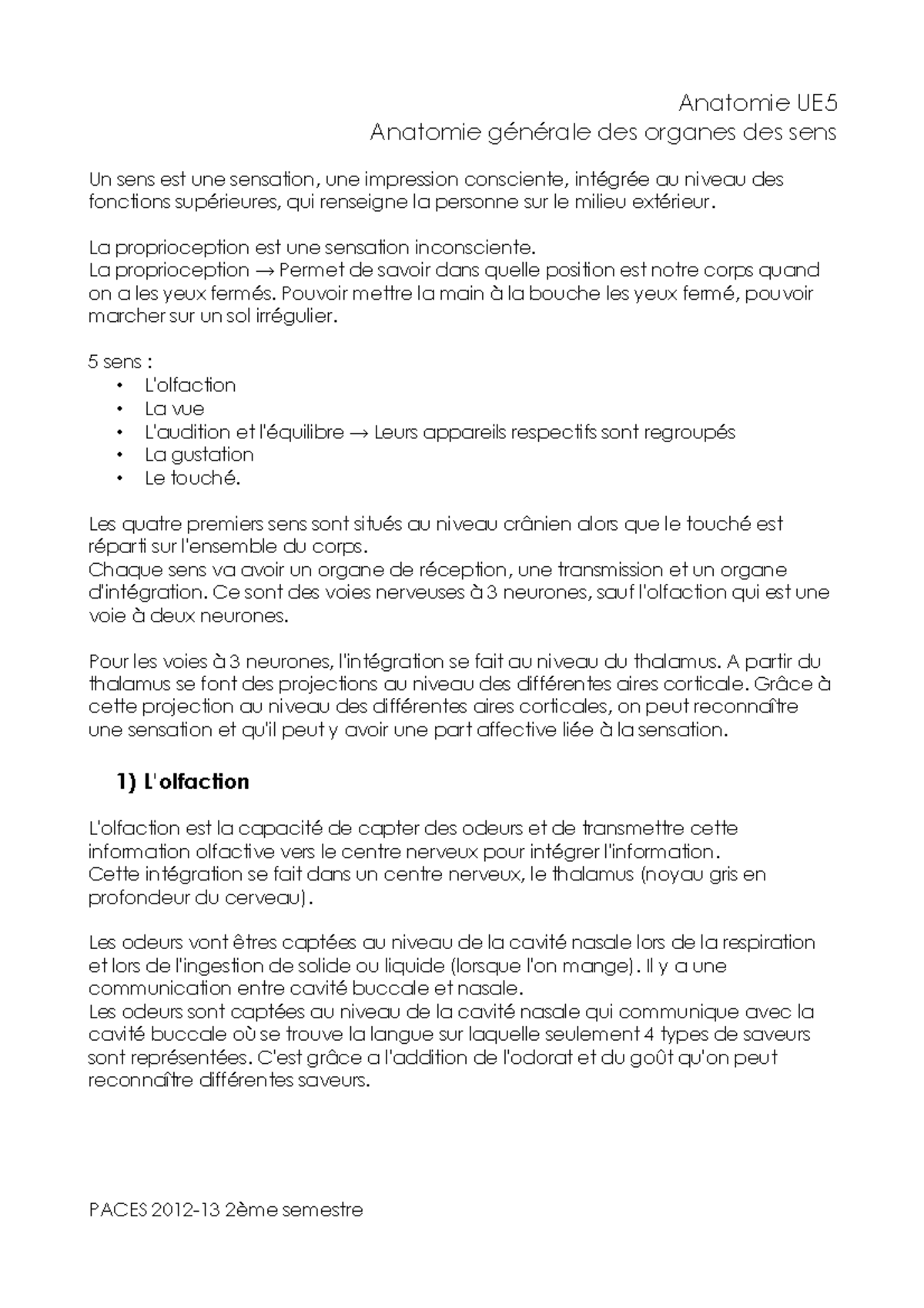 Anat UE5 organes des sens - Anatomie UE5 Anatomie générale des organes ...