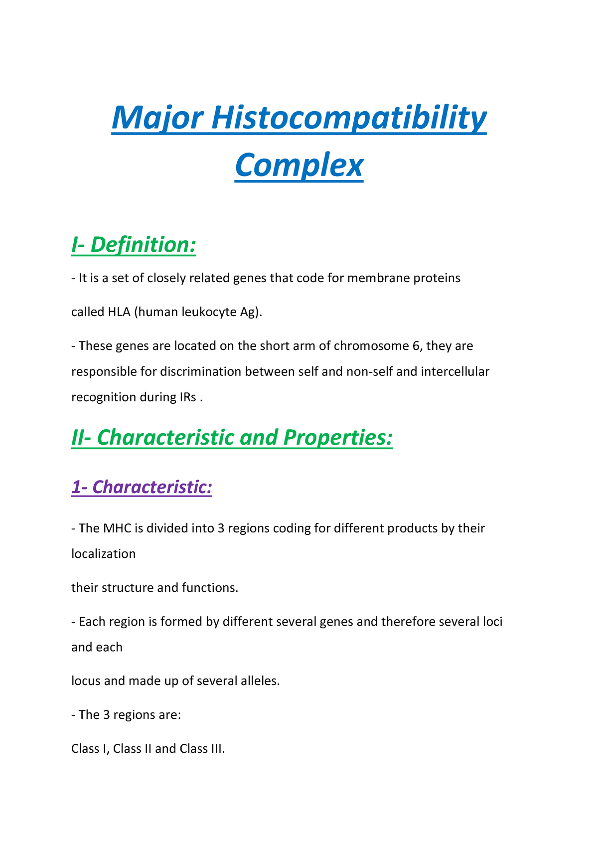 Major Histocompatibility Complex - Major Histocompatibility Complex I ...