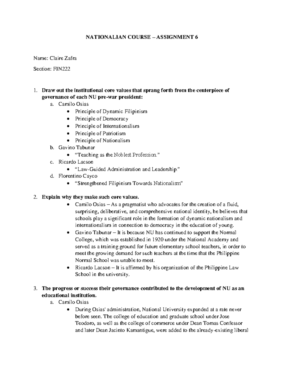 Assignment 6 NATC Zafra - NATIONALIAN COURSE – ASSIGNMENT 6 Name ...