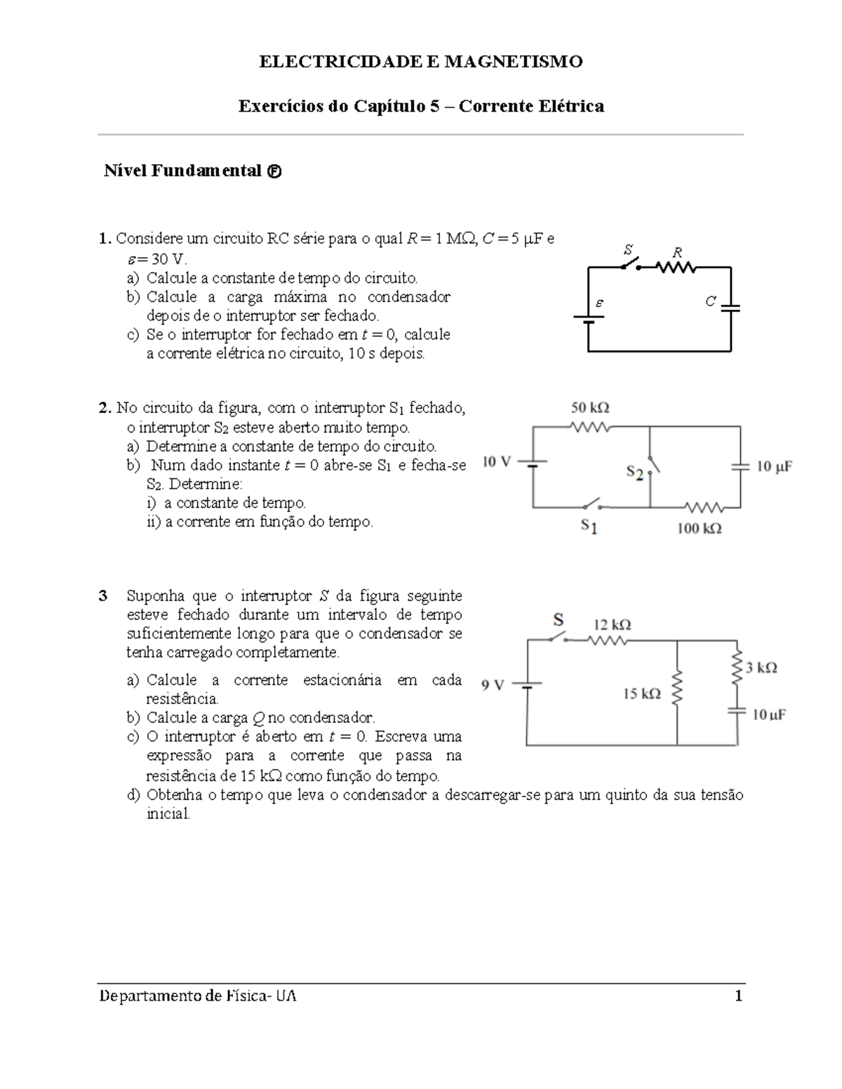 Cap 5 Tp Corrente Eletrica 2023 24 Electricidade E Magnetismo Exercícios Do Capítulo 5 4185