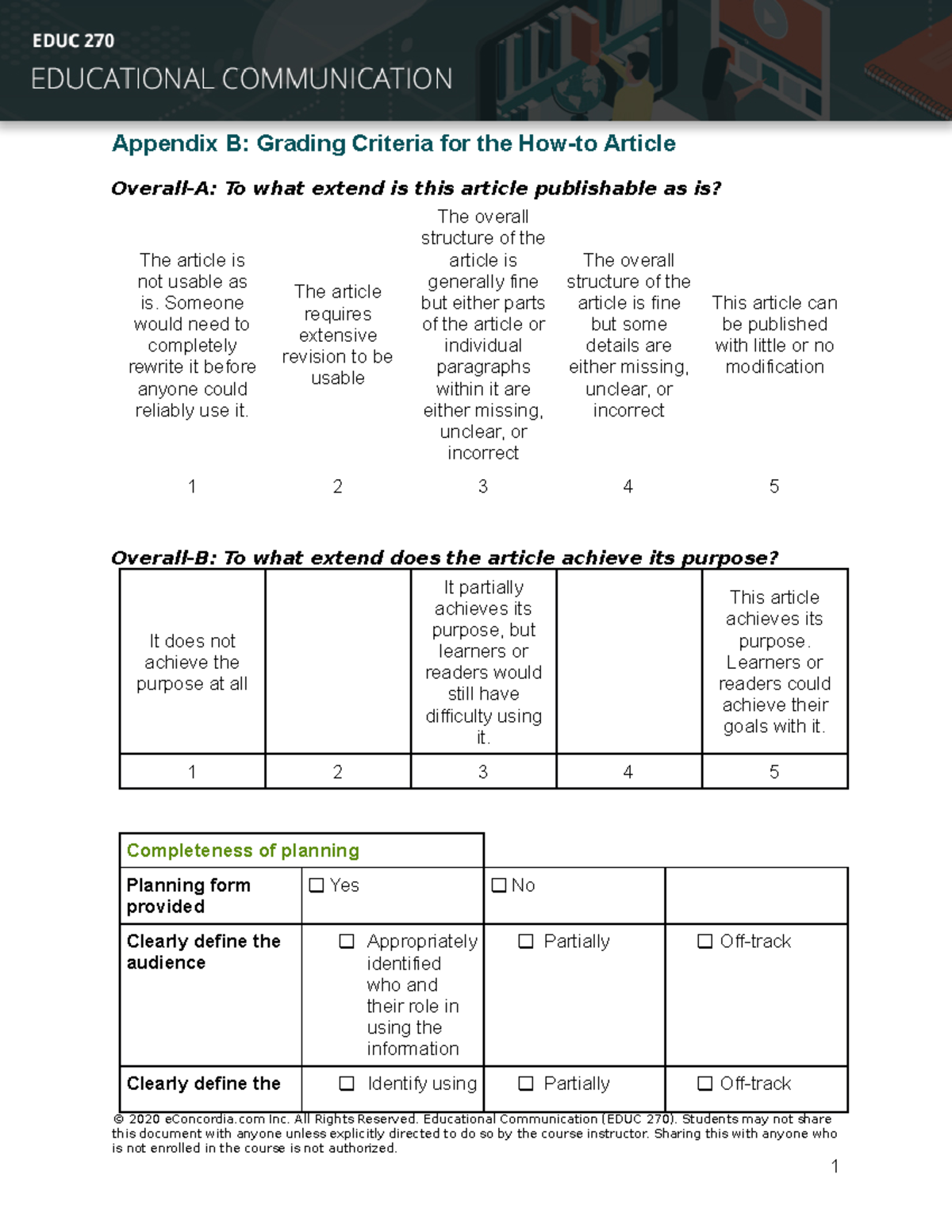 Blank How-to-Article Appendix B - Appendix B: Grading Criteria For The ...