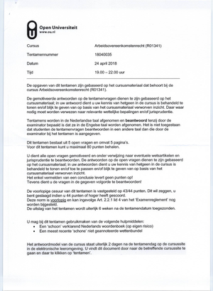 Arbeidsovereenkomstenrecht Oefenvragen - ARBEIDSOVEREENKOMSTENRECHT ...