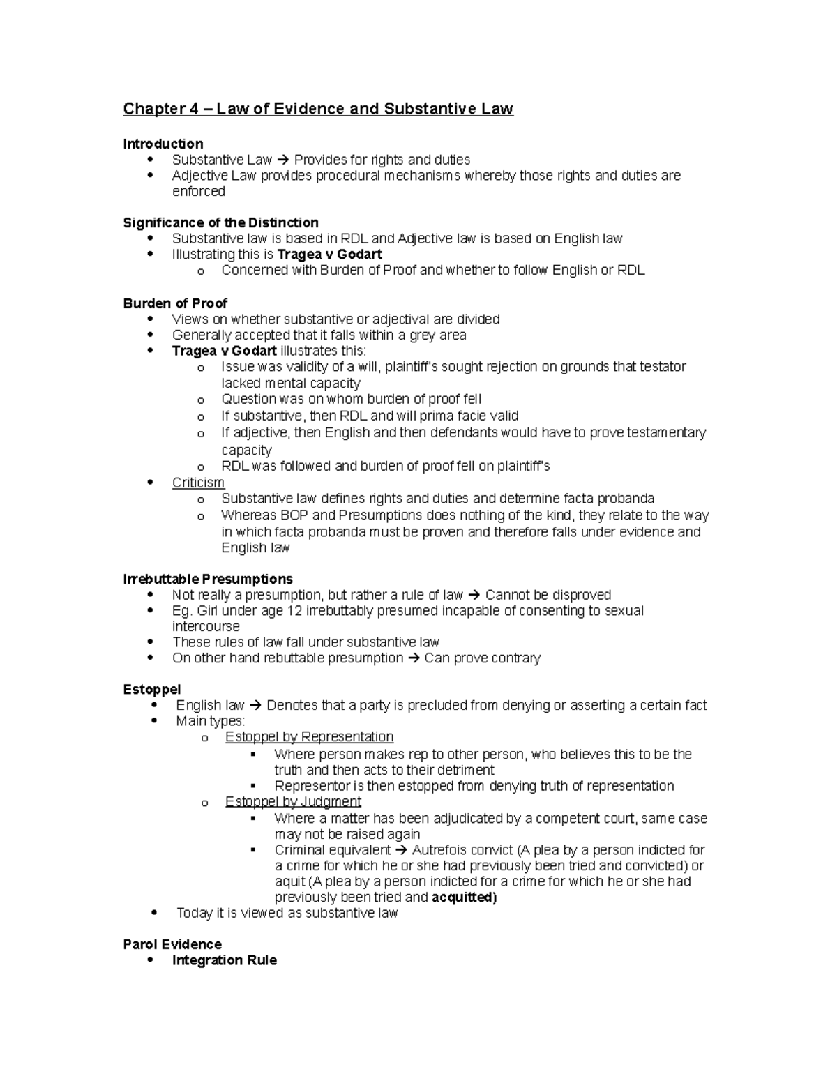 Ch.4 - Law of Evidence and Substantive Law - Chapter 4 – Law of ...