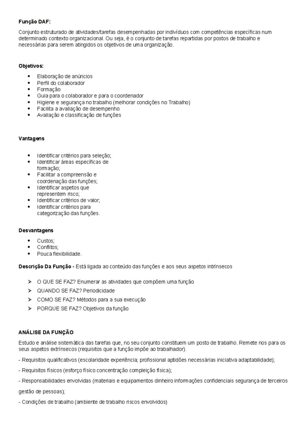 DAF - Descrição de aptidões e funções - Função DAF: Conjunto ...