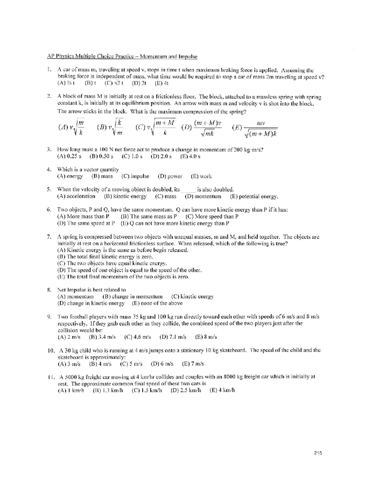 Ap1 momentum mc-3 - multiple choice practice - Studocu