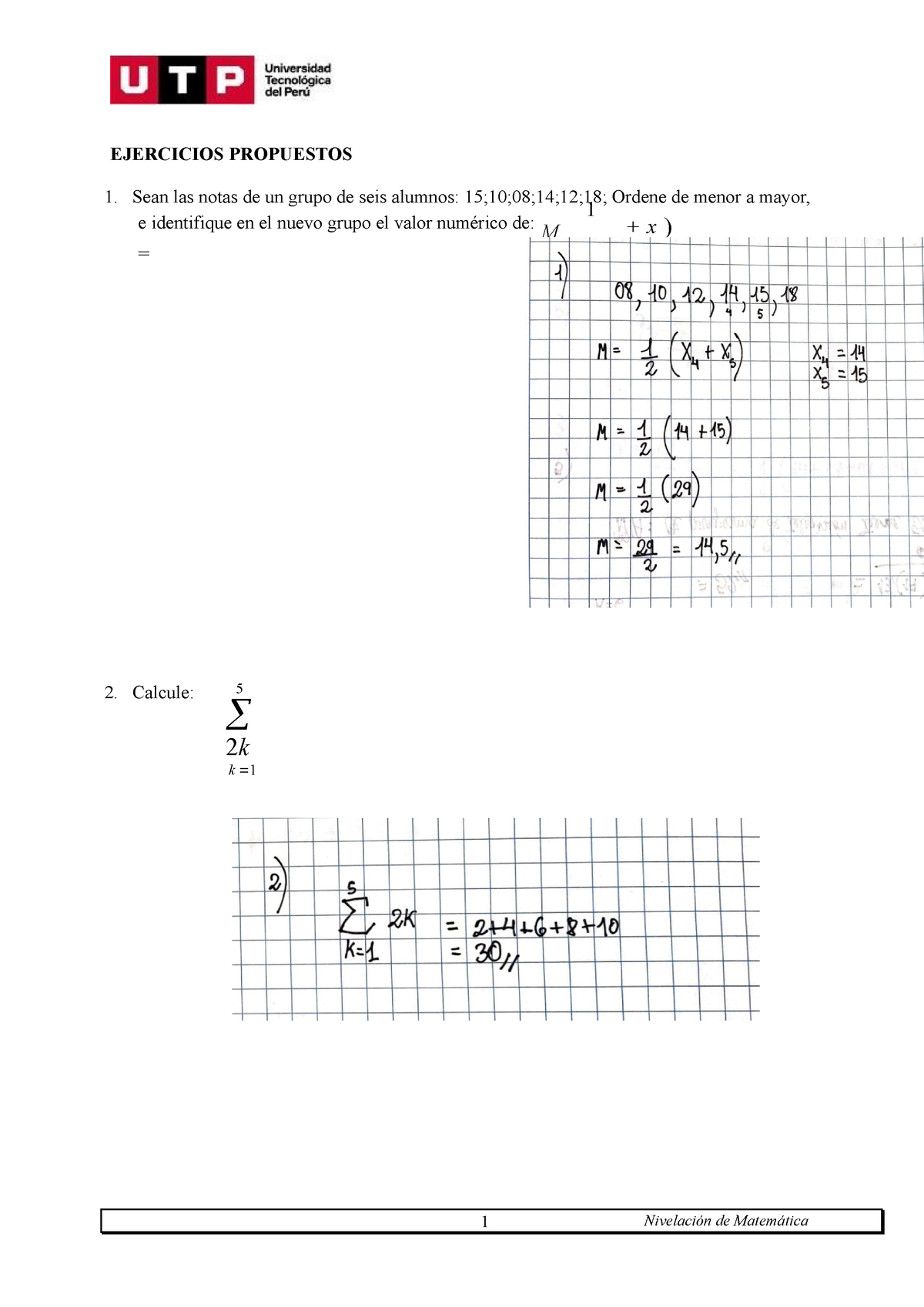 Ejercicios S08 - 1 Nivelación De Matemática EJERCICIOS PROPUESTOS Sean ...