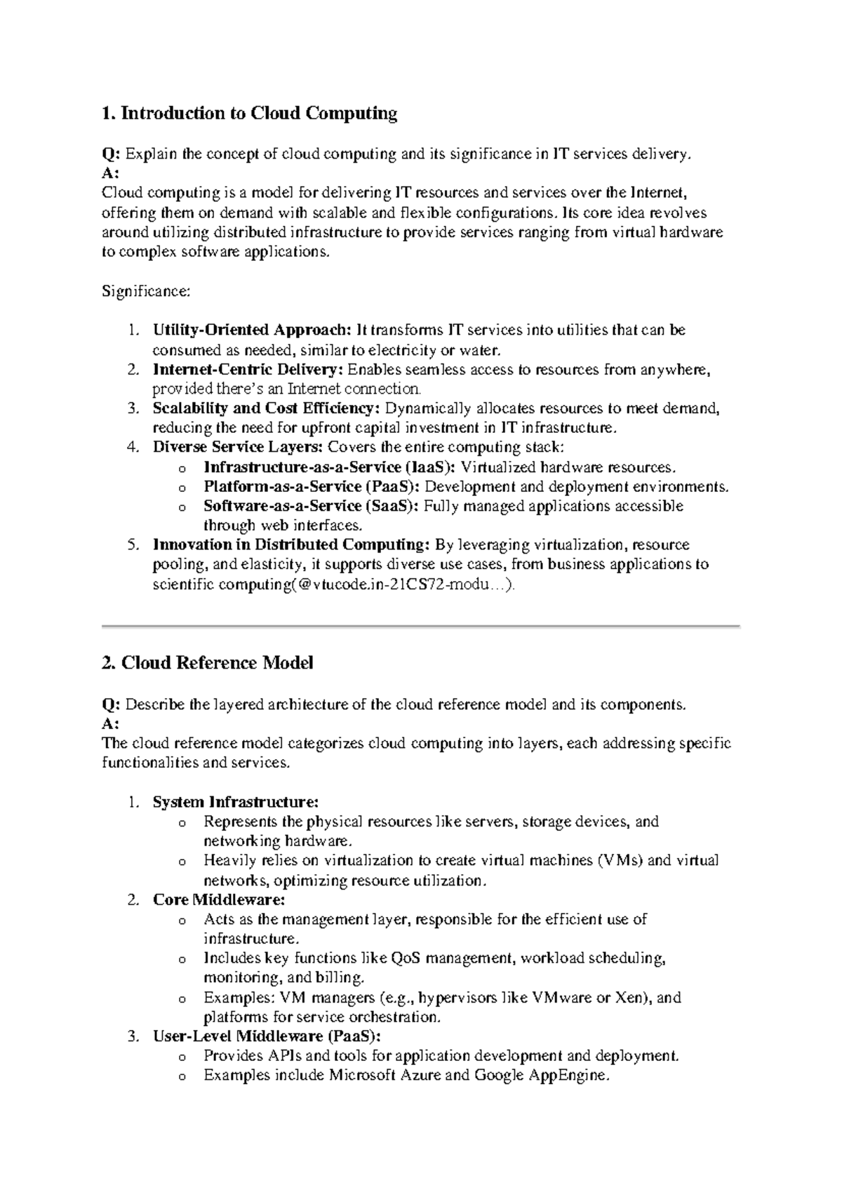 CC 3rd model comcepts - nothing - 1. Introduction to Cloud Computing Q ...