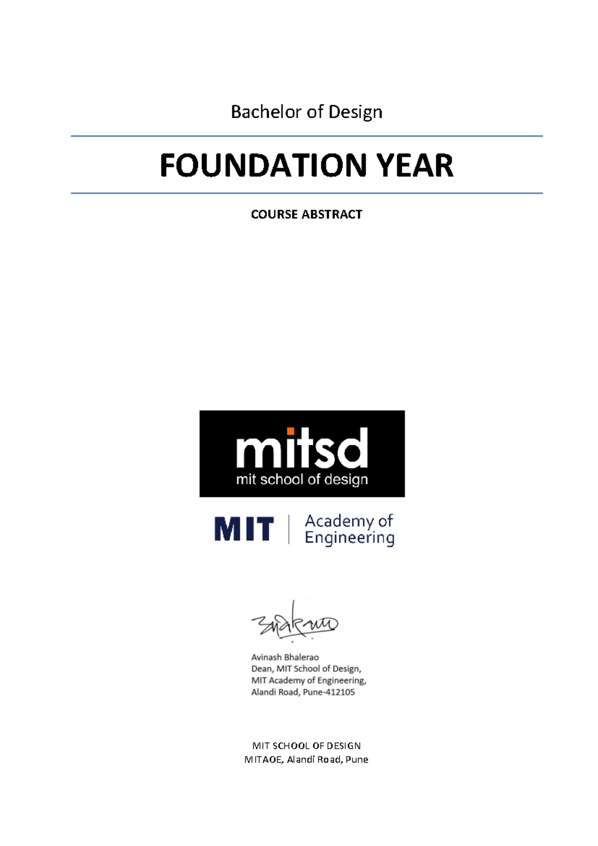 Course Abstract Foundation year B.Des 2020-21 - Bachelor of Design ...