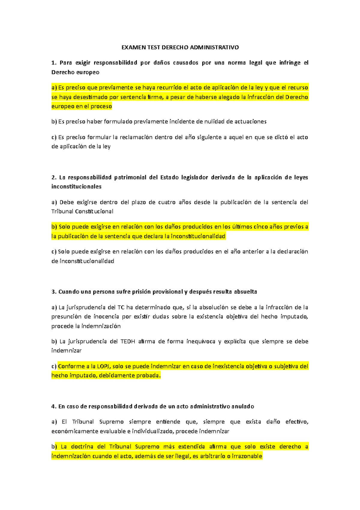 Examen Administrativo TIPO TEST (1Âº Cuatri) - EXAMEN TEST DERECHO ...